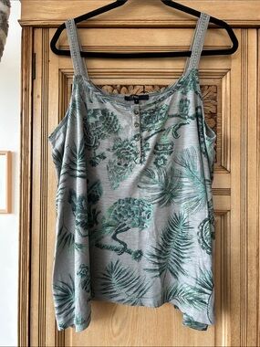 Next - Tank with Green Botanical Henley Front